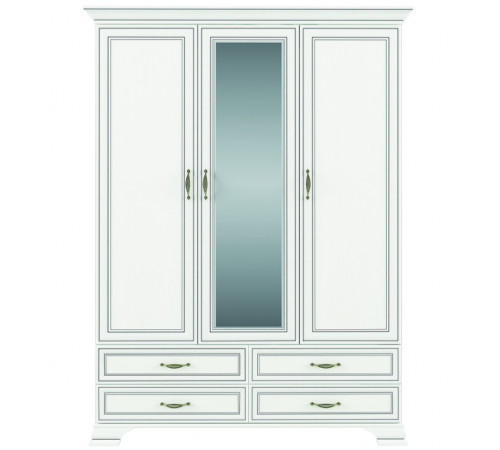 Трехстворчатый шкаф для одежды с зеркалом Тиффани 3D4S крем вудлайн