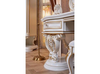 Туалетный столик с зеркалом Марелла (белый с золотом)