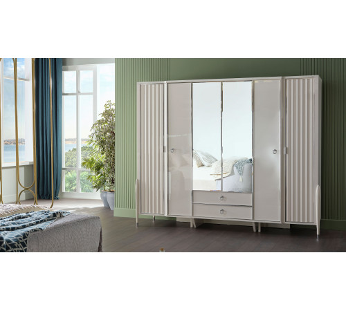 Шестистворчатый шкаф Gravita (Гравита) GRAV-34 слоновая кость