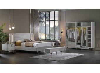 Пятистворчатый распашной шкаф для одежды и белья с зеркалом в спальню Larissa (Ларисса) lars-33