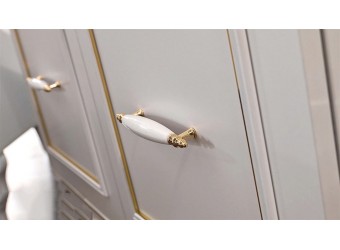 Шестистворчатый распашной шкаф для одежды и белья с зеркалом в спальню Волга(светлый) VOLGA-34