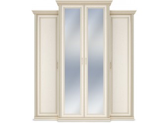 Шкаф 4-х дверный с зеркалами и пеналами Венето Дуб Леонардо (патина "золото")