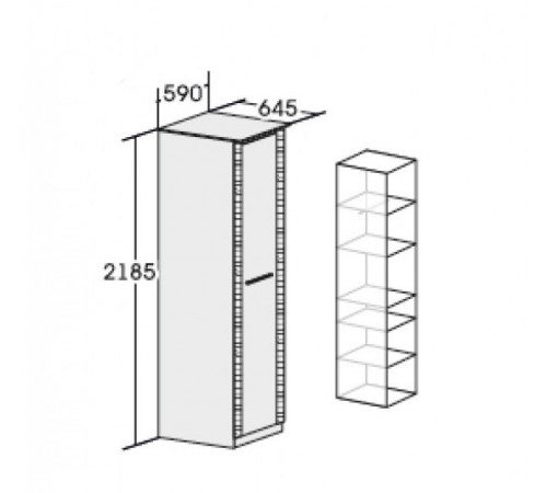 Одностворчатый шкаф с полками для спальни Элана, цвет Бодега белая