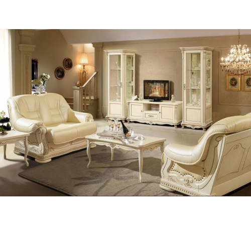 Шкаф-витрина «Алези 8» П 350.08-01 (слоновая кость с золочением)