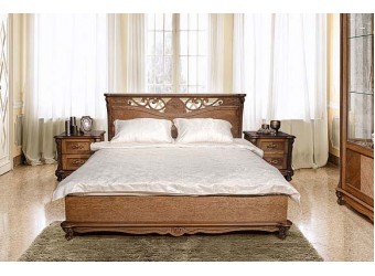 Кровать двойная Алези с низким изножьем (античная бронза)