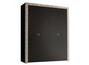Четырехстворчатый шкаф для одежды Тиффани Премиум ТФШ2/4(П) (черный, серебро)