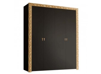 Четырехстворчатый шкаф для одежды Тиффани Премиум ТФШ2/4(П) (черный, золото)