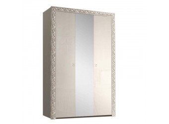 Трехстворчатый шкаф для одежды с зеркалом Тиффани Премиум ТФШ1/3(П) (слоновая кость, серебро)