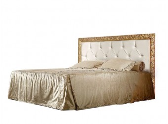 Двуспальная кровать Тиффани ТФКР140-2 с мягкой спинкой со стразами (золото)